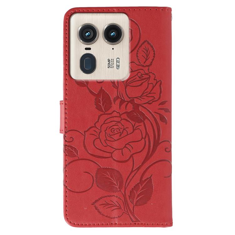 For Motorola Edge 50 Ultra Rose Butterfly Embossed Leather Phone Case