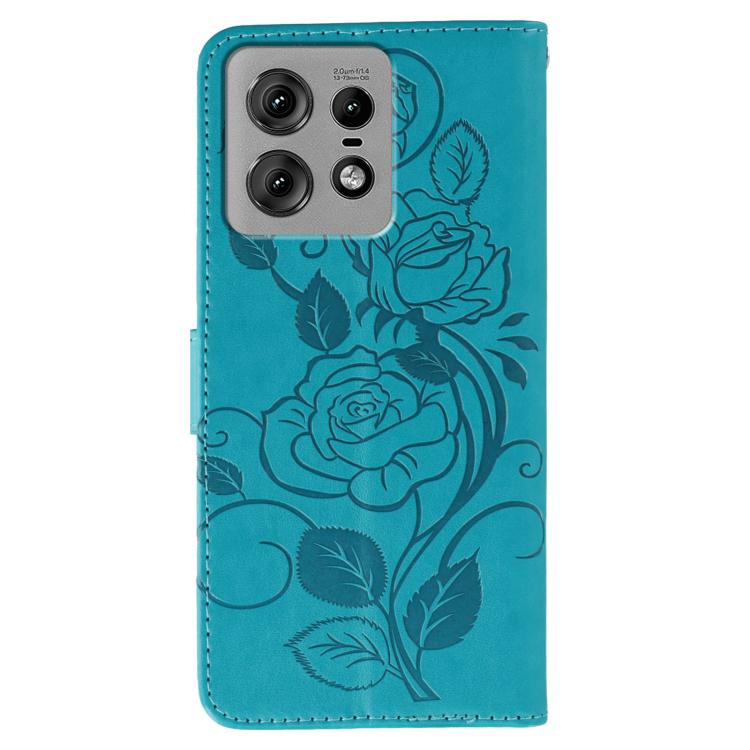For Motorola Edge 50 Pro Rose Butterfly Embossed Leather Phone Case