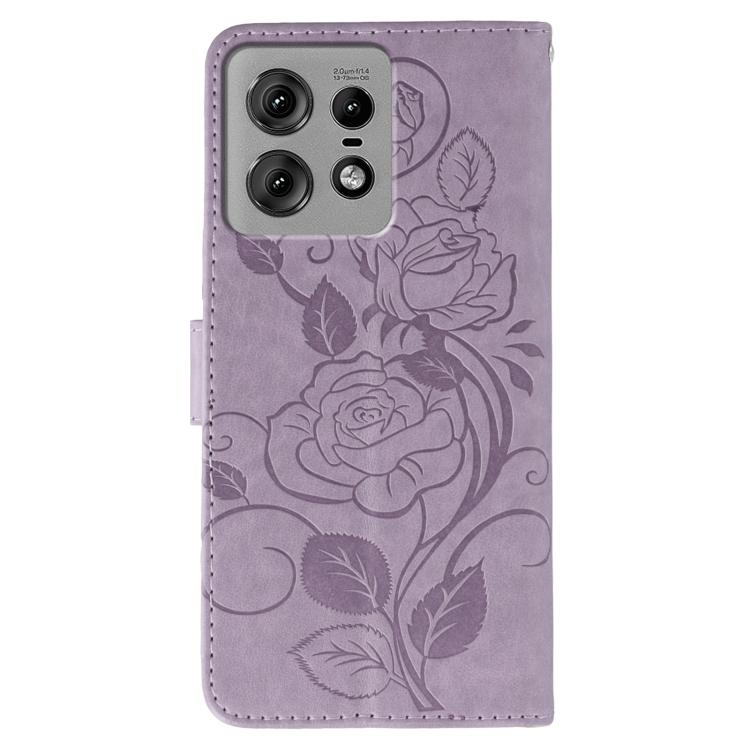 For Motorola Edge 50 Pro Rose Butterfly Embossed Leather Phone Case