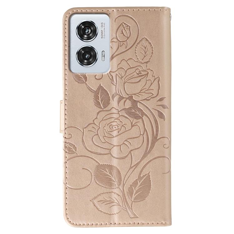 For Motorola Edge 50 Fusion Rose Butterfly Embossed Leather Phone Case