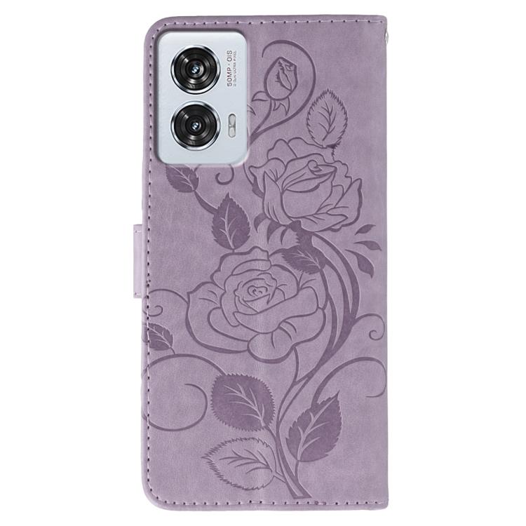 For Motorola Edge 50 Fusion Rose Butterfly Embossed Leather Phone Case