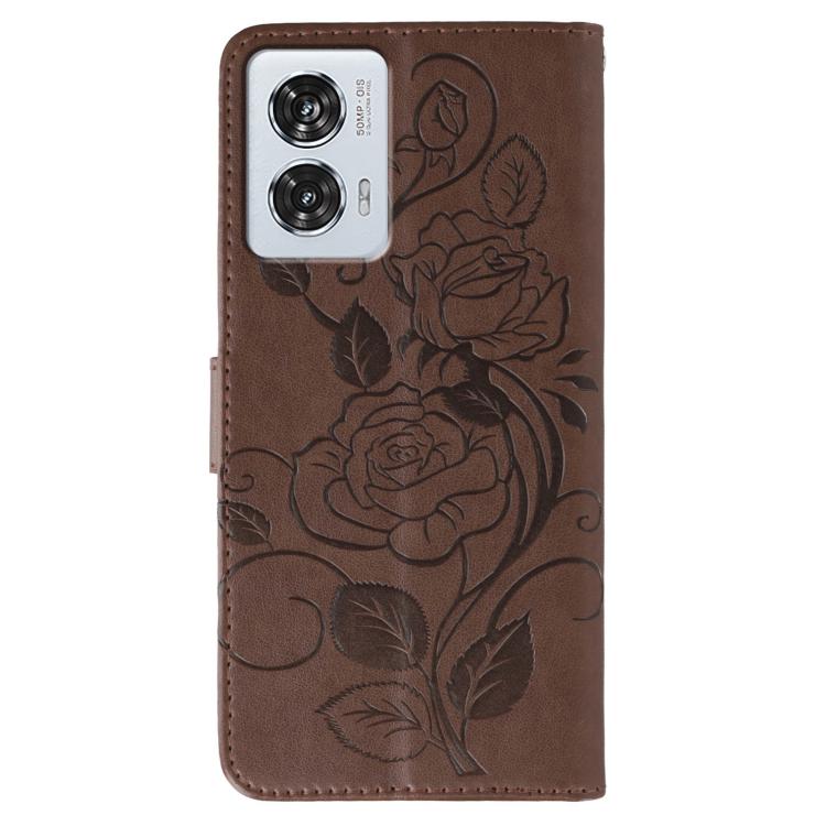 For Motorola Edge 50 Fusion Rose Butterfly Embossed Leather Phone Case