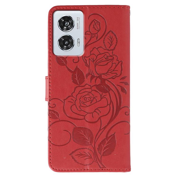 For Motorola Edge 50 Fusion Rose Butterfly Embossed Leather Phone Case