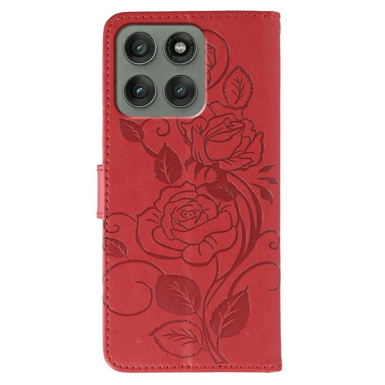 For Motorola Edge 60 Pro Rose Butterfly Embossed Leather Phone Case