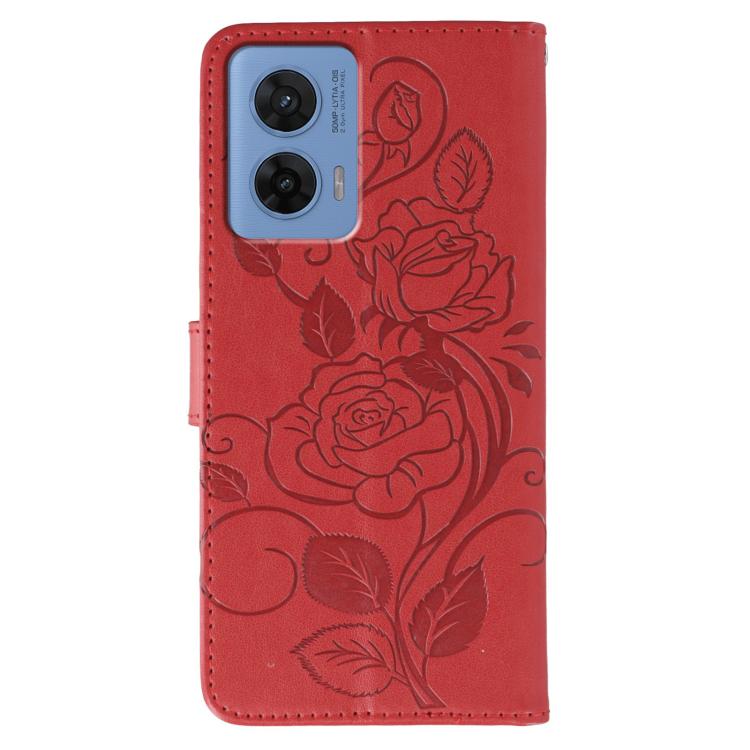 For Motorola G96 5G Rose Butterfly Embossed Leather Phone Case