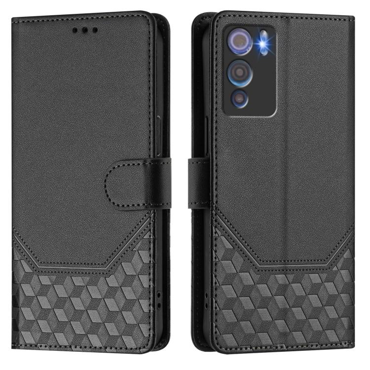 For Doogee N60 Pro Honeycomb Embossing RFID Leather Phone Case