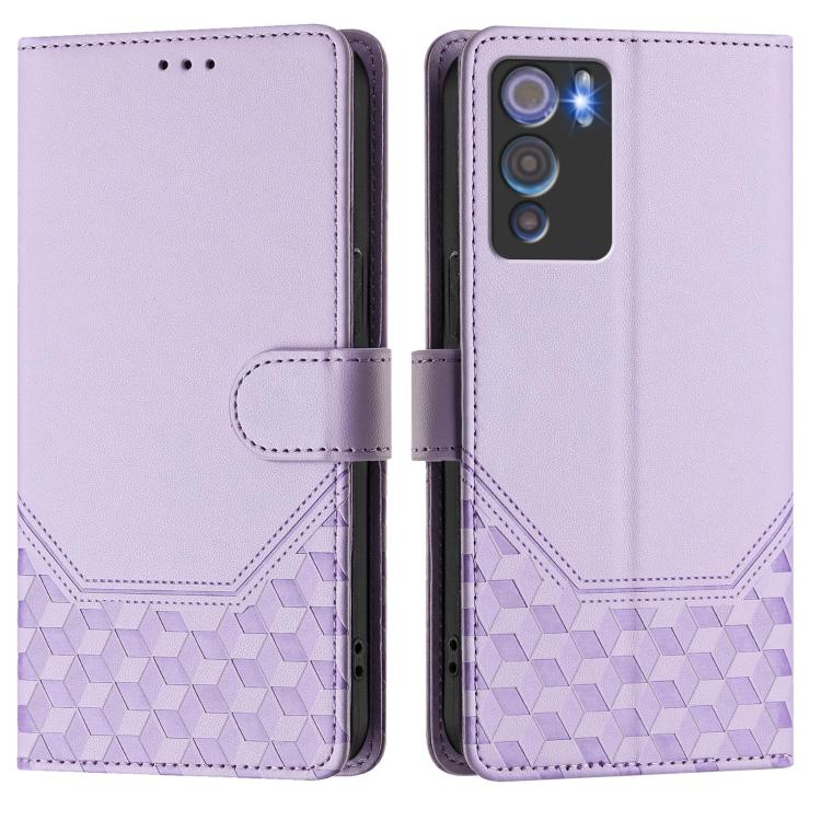 For Doogee N60 Pro Honeycomb Embossing RFID Leather Phone Case