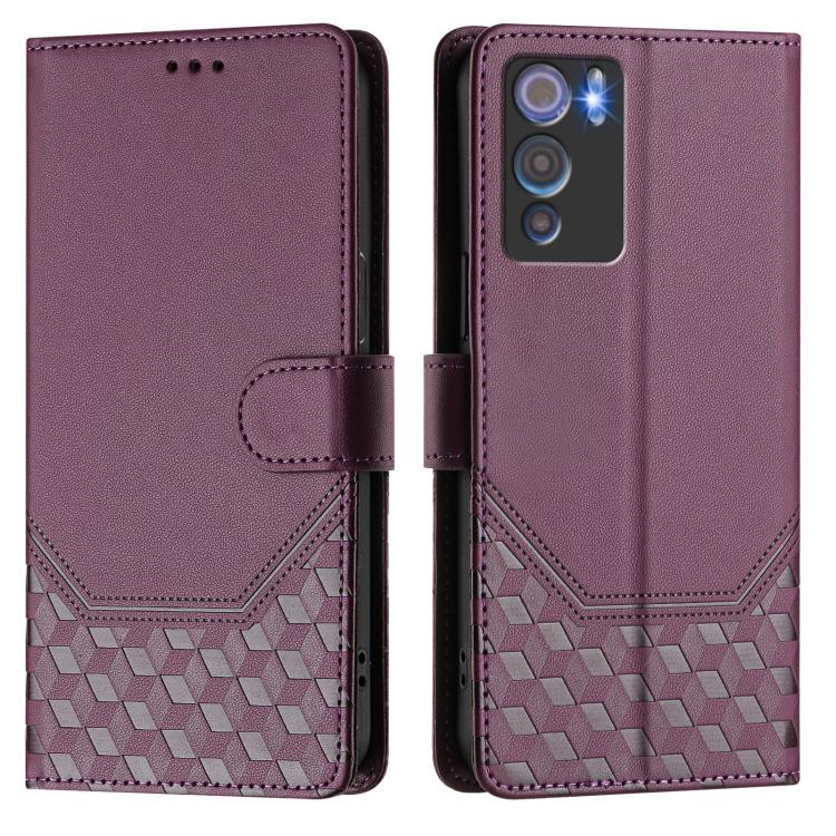 For Doogee N60 Pro Honeycomb Embossing RFID Leather Phone Case