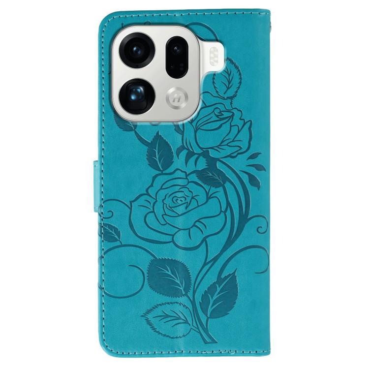 For OPPO Find X9 Pro Rose Butterfly Embossed Leather Phone Case