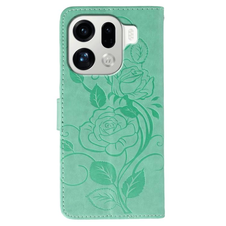 For OPPO Find X9 Pro Rose Butterfly Embossed Leather Phone Case