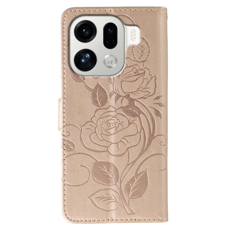 For OPPO Find X9 Pro Rose Butterfly Embossed Leather Phone Case