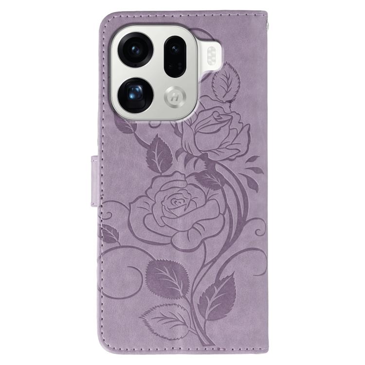 For OPPO Find X9 Pro Rose Butterfly Embossed Leather Phone Case