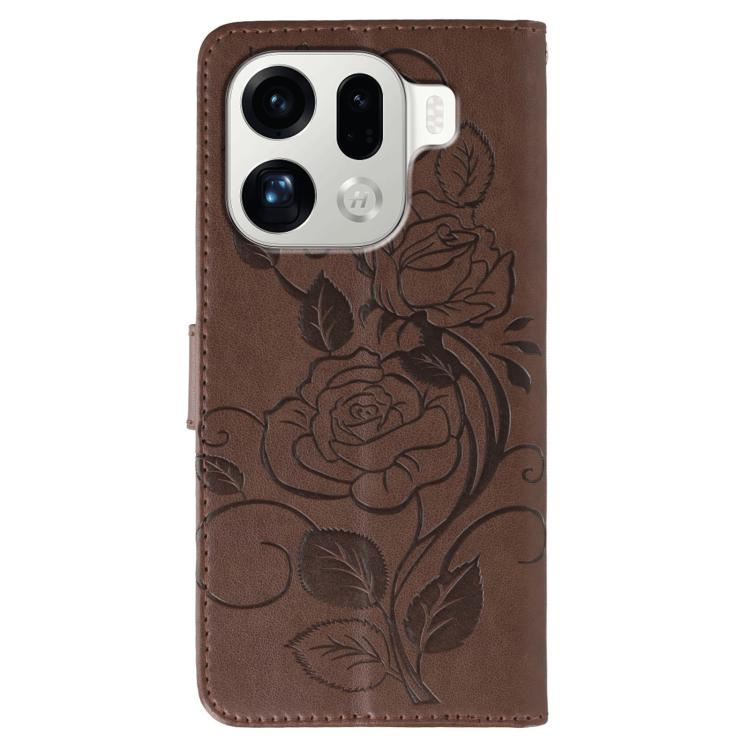 For OPPO Find X9 Pro Rose Butterfly Embossed Leather Phone Case