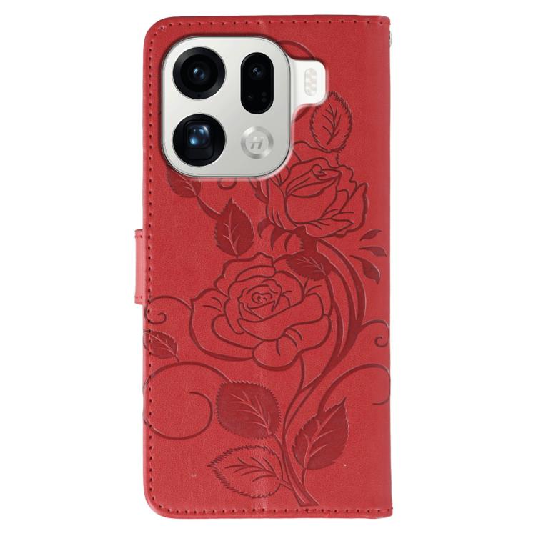 For OPPO Find X9 Pro Rose Butterfly Embossed Leather Phone Case