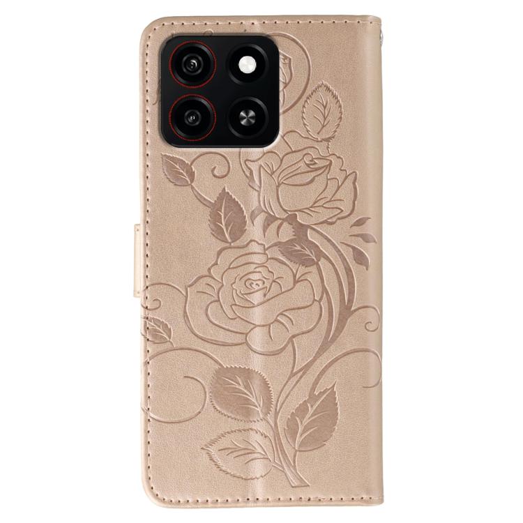 For ZTE Blade A35 Rose Butterfly Embossed Leather Phone Case