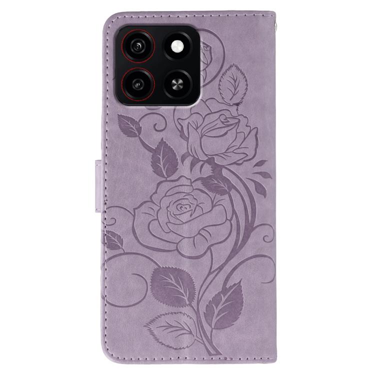 For ZTE Blade A35 Rose Butterfly Embossed Leather Phone Case