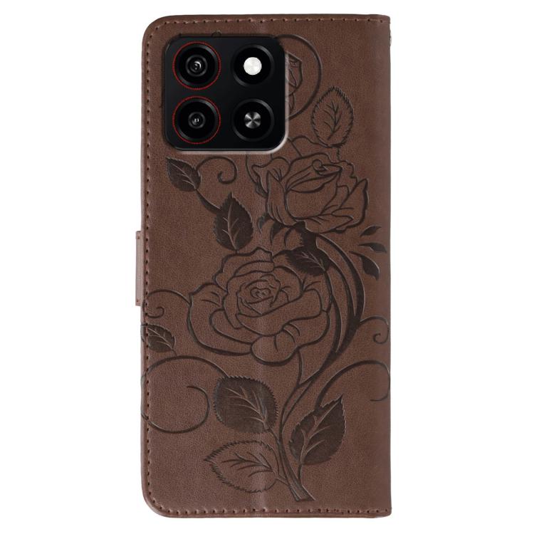 For ZTE Blade A35 Rose Butterfly Embossed Leather Phone Case
