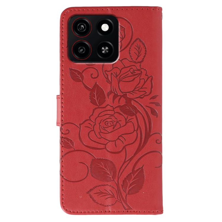 For ZTE Blade A35 Rose Butterfly Embossed Leather Phone Case