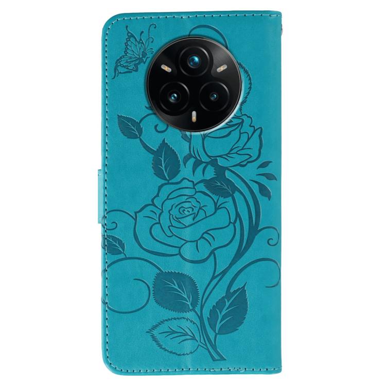 For Realme 14 Pro+ Rose Butterfly Embossed Leather Phone Case