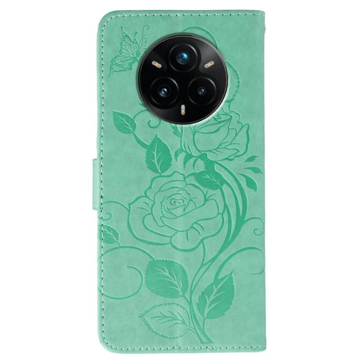 For Realme 14 Pro+ Rose Butterfly Embossed Leather Phone Case