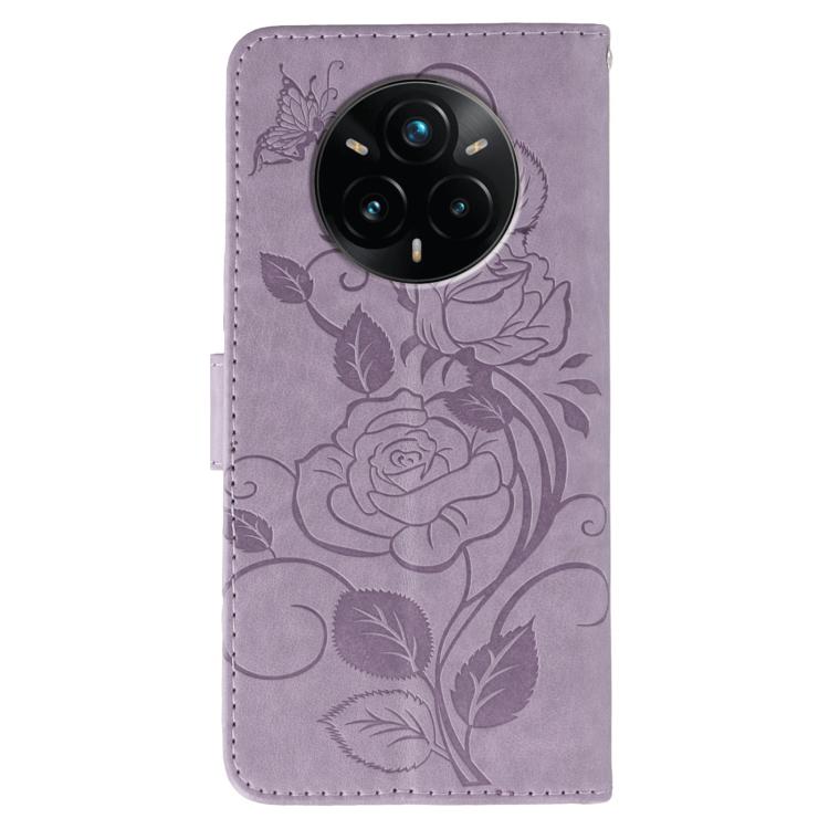 For Realme 14 Pro+ Rose Butterfly Embossed Leather Phone Case