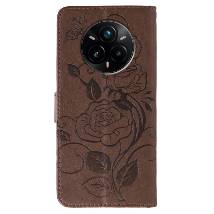 For Realme 14 Pro+ Rose Butterfly Embossed Leather Phone Case