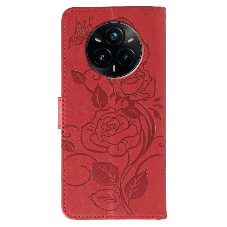 For Realme 14 Pro+ Rose Butterfly Embossed Leather Phone Case