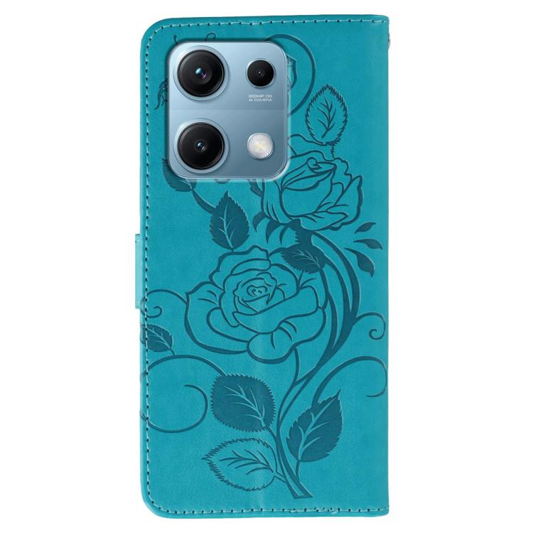 For Redmi Note 14S 4G Global Rose Butterfly Embossed Leather Phone Case