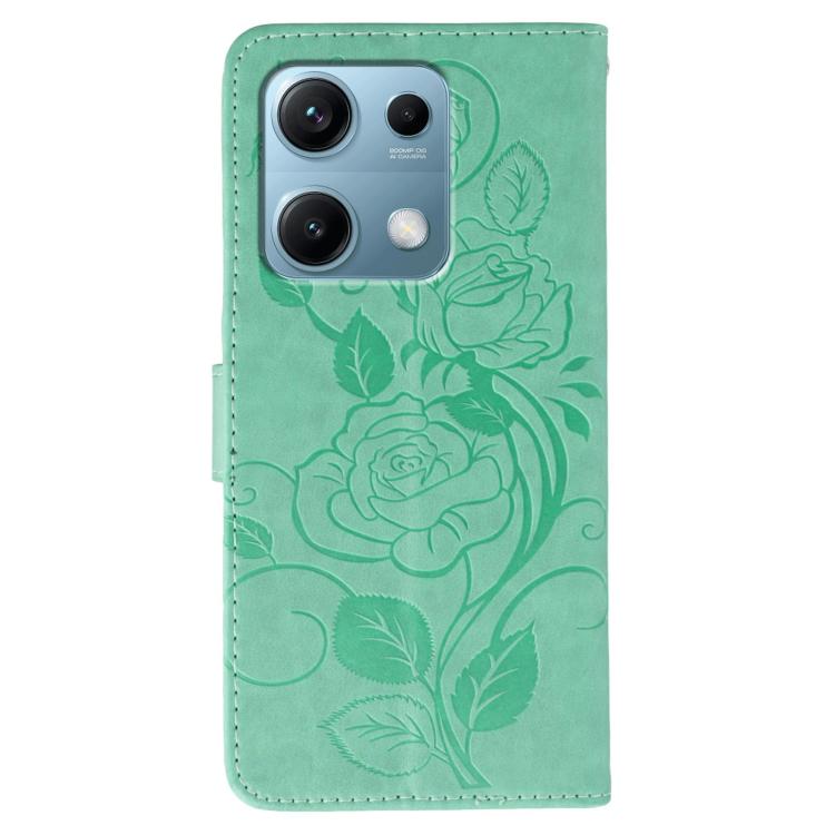 For Redmi Note 14S 4G Global Rose Butterfly Embossed Leather Phone Case