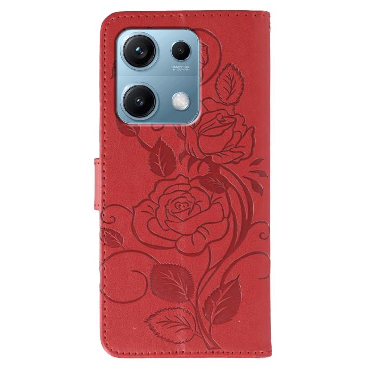 For Redmi Note 14S 4G Global Rose Butterfly Embossed Leather Phone Case