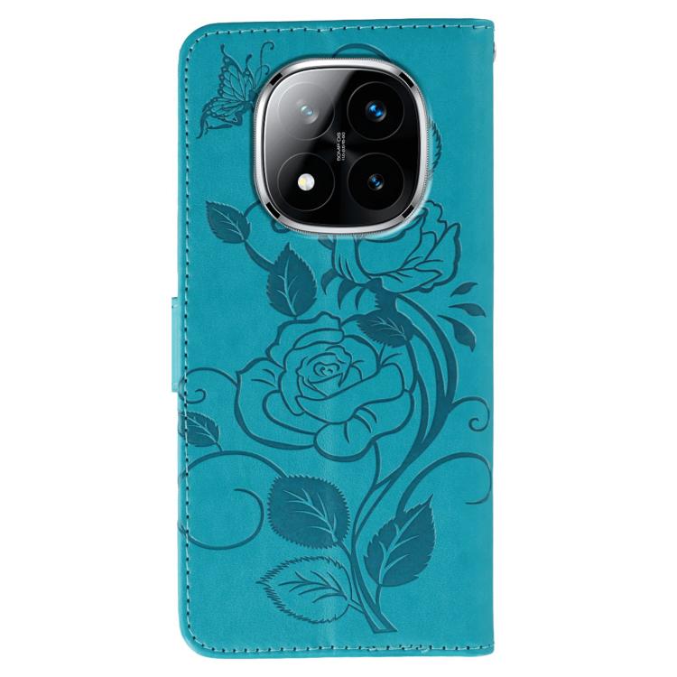 For Redmi Note 14 Pro+ 5G Rose Butterfly Embossed Leather Phone Case