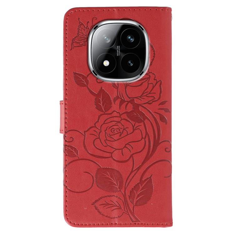 For Redmi Note 14 Pro+ 5G Rose Butterfly Embossed Leather Phone Case