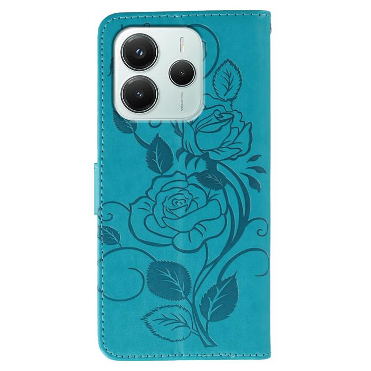 For Redmi Note 14 4G 163.25mm Global Rose Butterfly Embossed Leather Phone Case