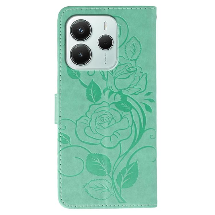For Redmi Note 14 4G 163.25mm Global Rose Butterfly Embossed Leather Phone Case