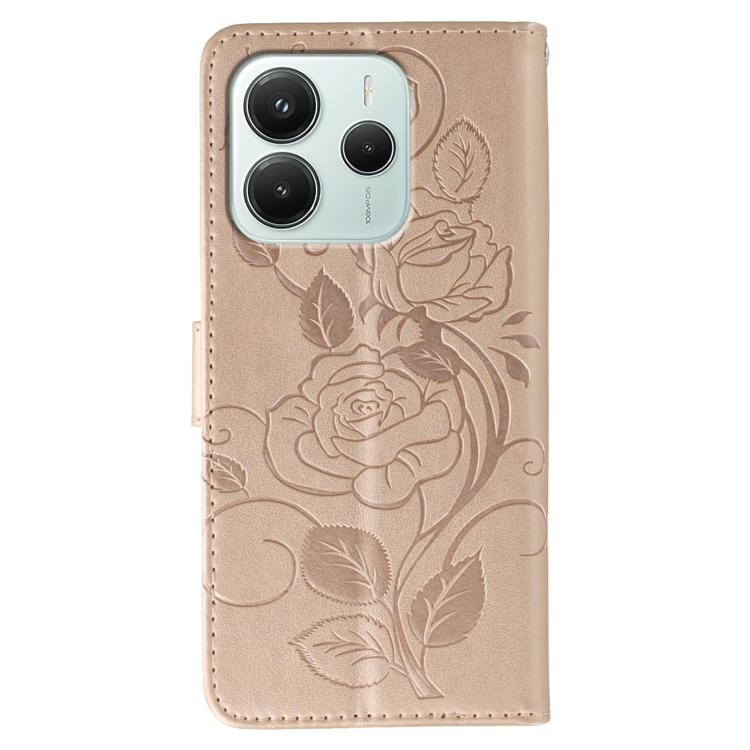 For Redmi Note 14 4G 163.25mm Global Rose Butterfly Embossed Leather Phone Case