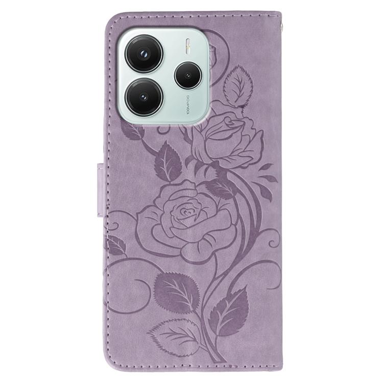 For Redmi Note 14 4G 163.25mm Global Rose Butterfly Embossed Leather Phone Case