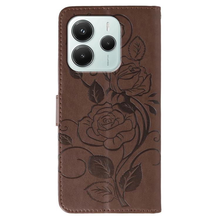 For Redmi Note 14 4G 163.25mm Global Rose Butterfly Embossed Leather Phone Case