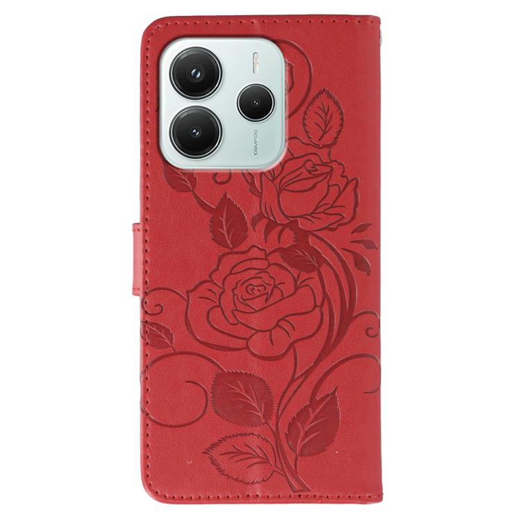For Redmi Note 14 4G 163.25mm Global Rose Butterfly Embossed Leather Phone Case