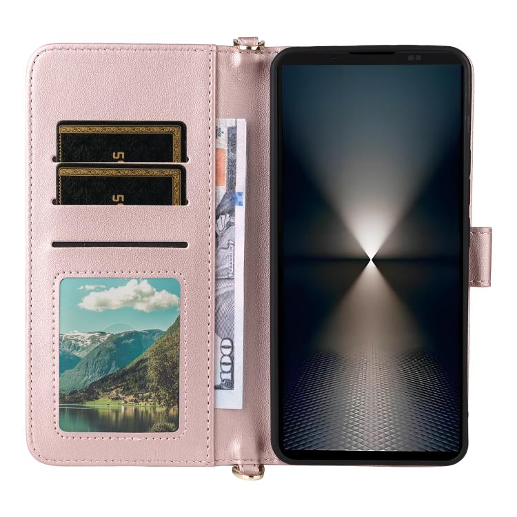 For Sony Xperia 1 VII Multifunctional 6-Card Slots Leather Phone Case with Wrist Strap