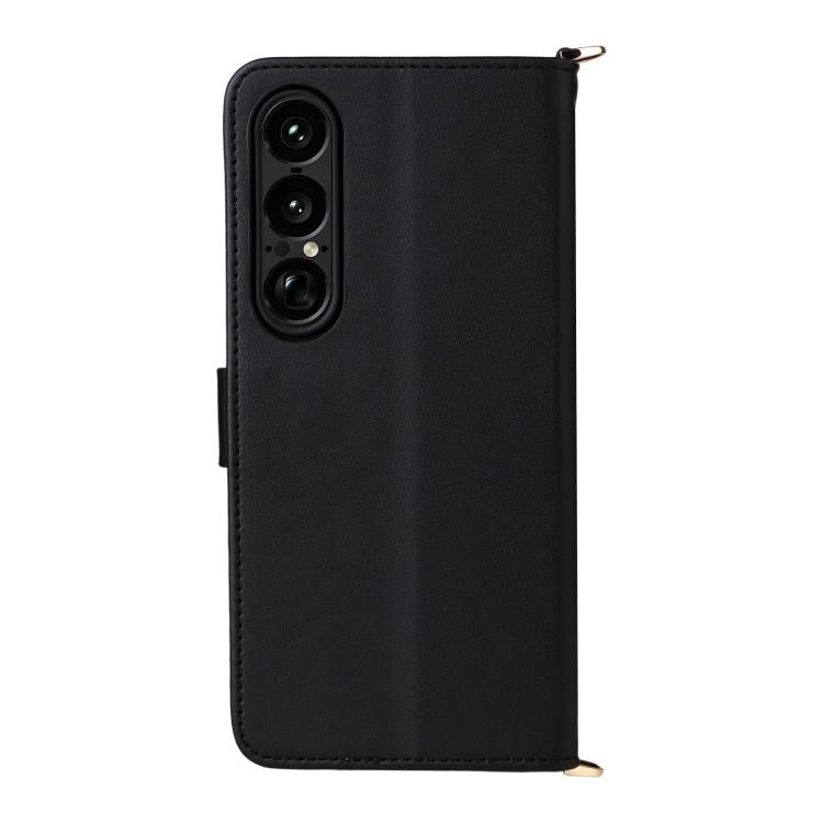 For Sony Xperia 1 VII Multifunctional 6-Card Slots Leather Phone Case with Wrist Strap