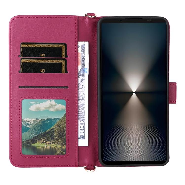 For Sony Xperia 1 VII Multifunctional 6-Card Slots Leather Phone Case with Wrist Strap