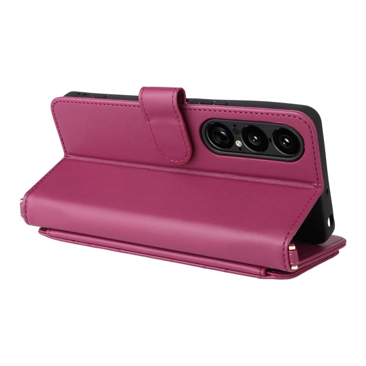 For Sony Xperia 1 VII Multifunctional 6-Card Slots Leather Phone Case with Wrist Strap