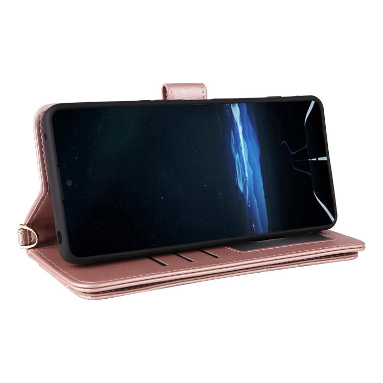 For Sony Xperia 1 VIII Multifunctional 6-Card Slots Leather Phone Case with Wrist Strap