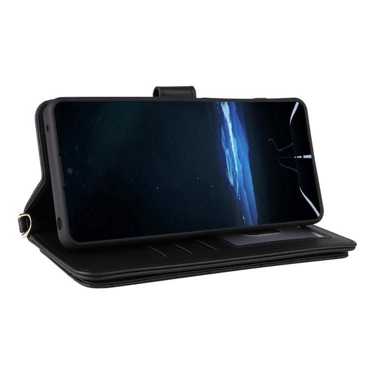 For Sony Xperia 1 VIII Multifunctional 6-Card Slots Leather Phone Case with Wrist Strap