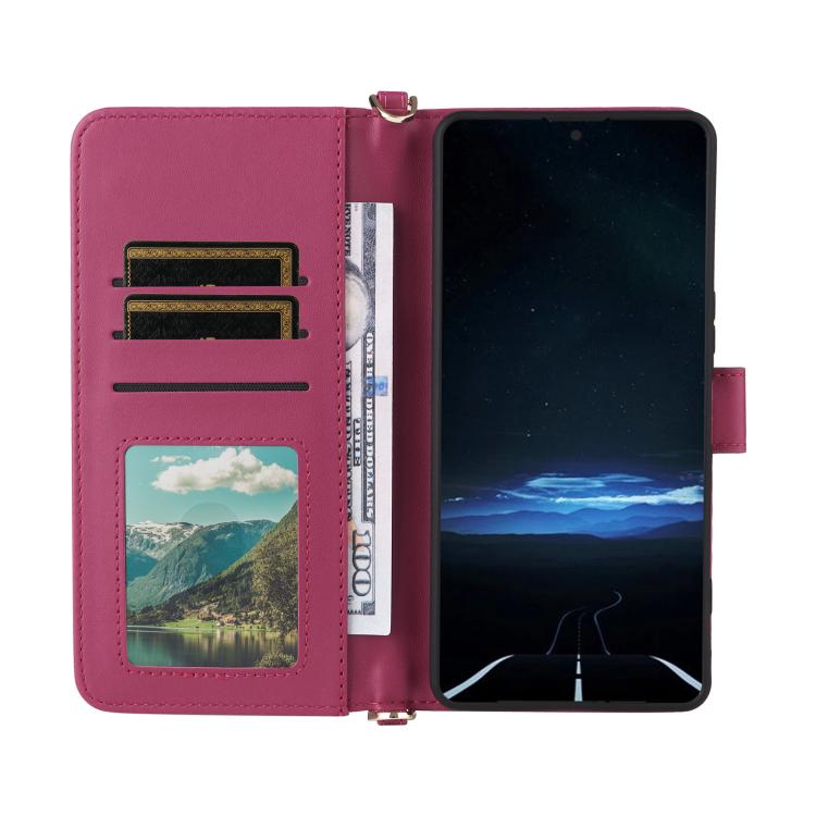 For Sony Xperia 1 VIII Multifunctional 6-Card Slots Leather Phone Case with Wrist Strap