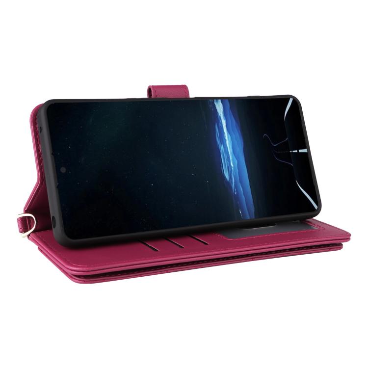 For Sony Xperia 1 VIII Multifunctional 6-Card Slots Leather Phone Case with Wrist Strap