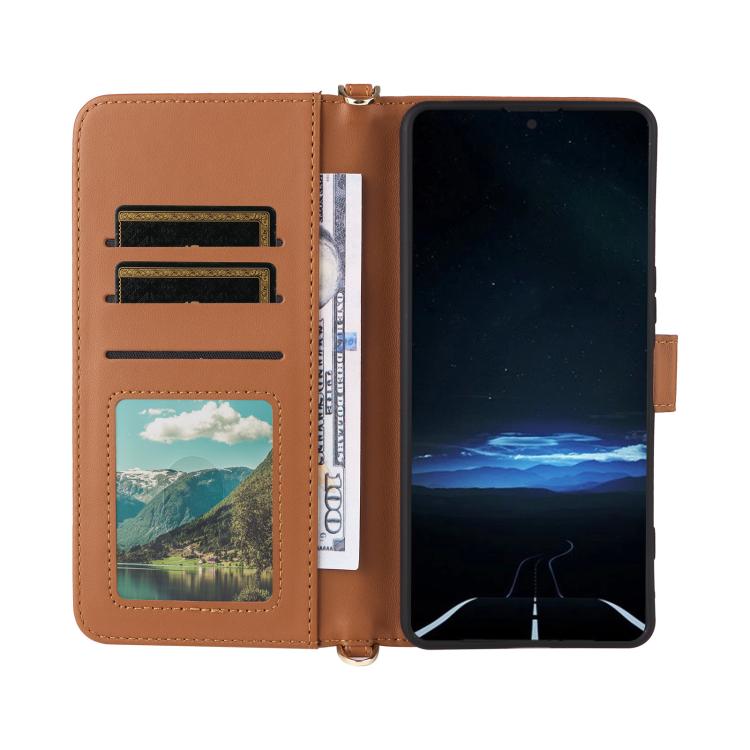 For Sony Xperia 1 VIII Multifunctional 6-Card Slots Leather Phone Case with Wrist Strap