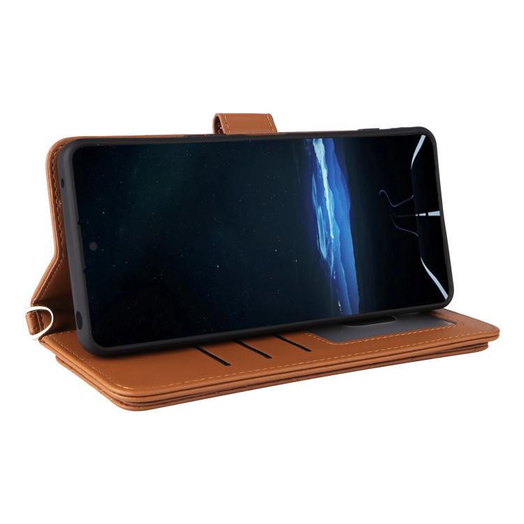 For Sony Xperia 1 VIII Multifunctional 6-Card Slots Leather Phone Case with Wrist Strap
