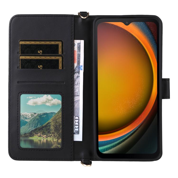 For Samsung Galaxy XCover 7 Pro Multifunctional 6-Card Slots Leather Phone Case with Wrist Strap