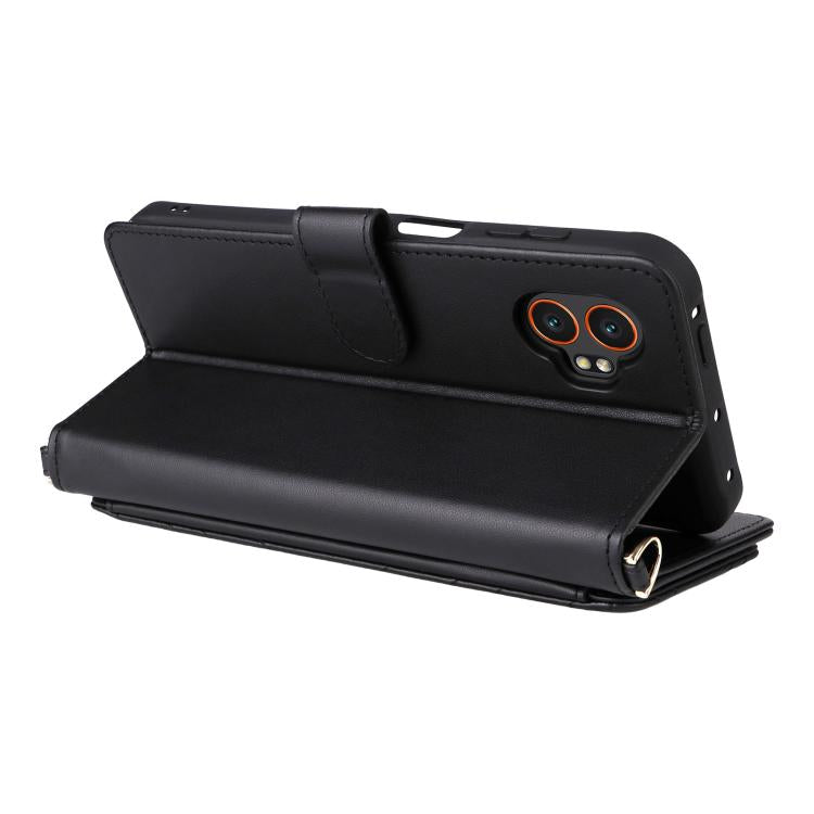 For Samsung Galaxy XCover 7 Pro Multifunctional 6-Card Slots Leather Phone Case with Wrist Strap